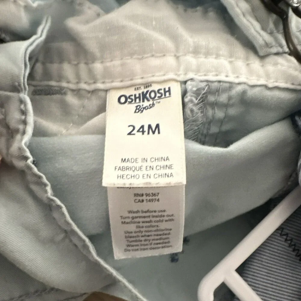OshKosh B'gosh 24M Light Blue Nautical Anchor Overall One-Piece Adjustable